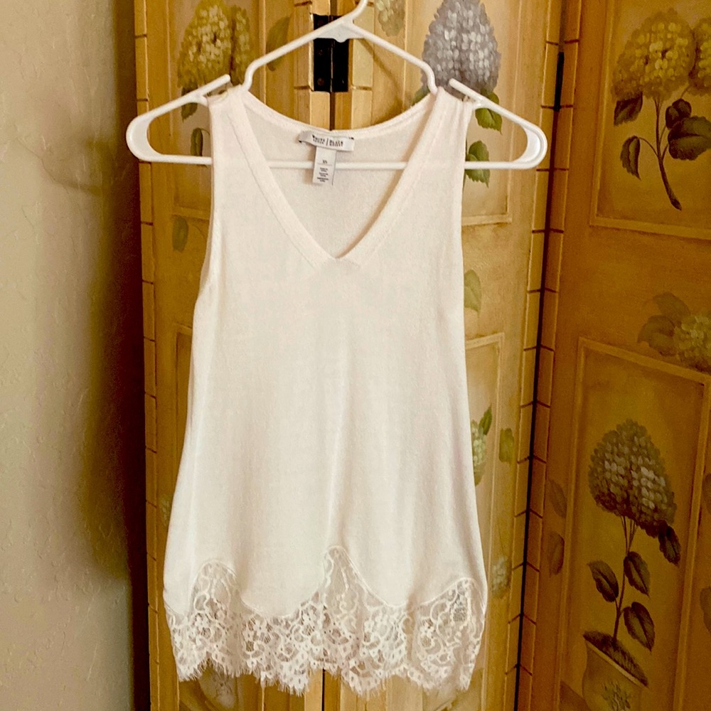 White House black market knit and lace tunic